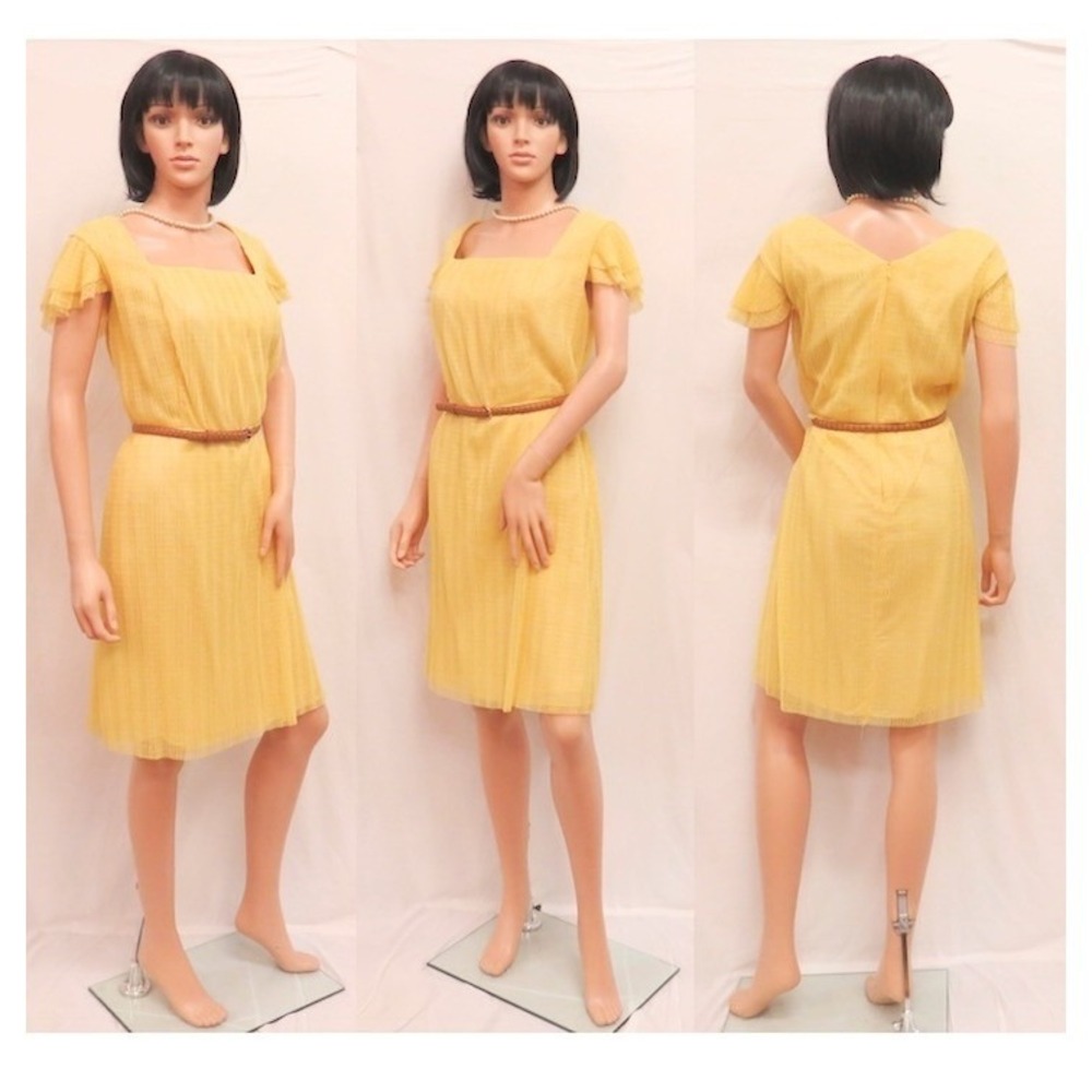 ALEX MARIE Garden Jubilee Pale Yellow Double Cap Sleeve "Caley" Dress 14 New